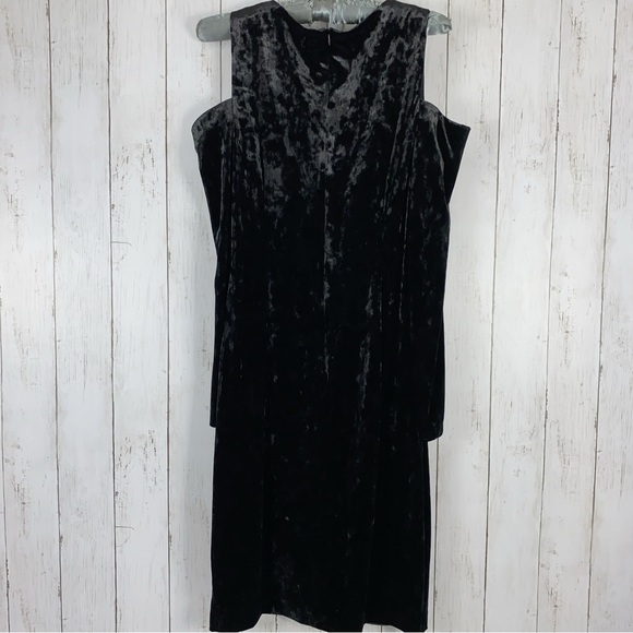 Calvin Klein Women's Dress Size 12 Cold Shoulder Black Velvet Sheath Midi - Picture 4 of 8